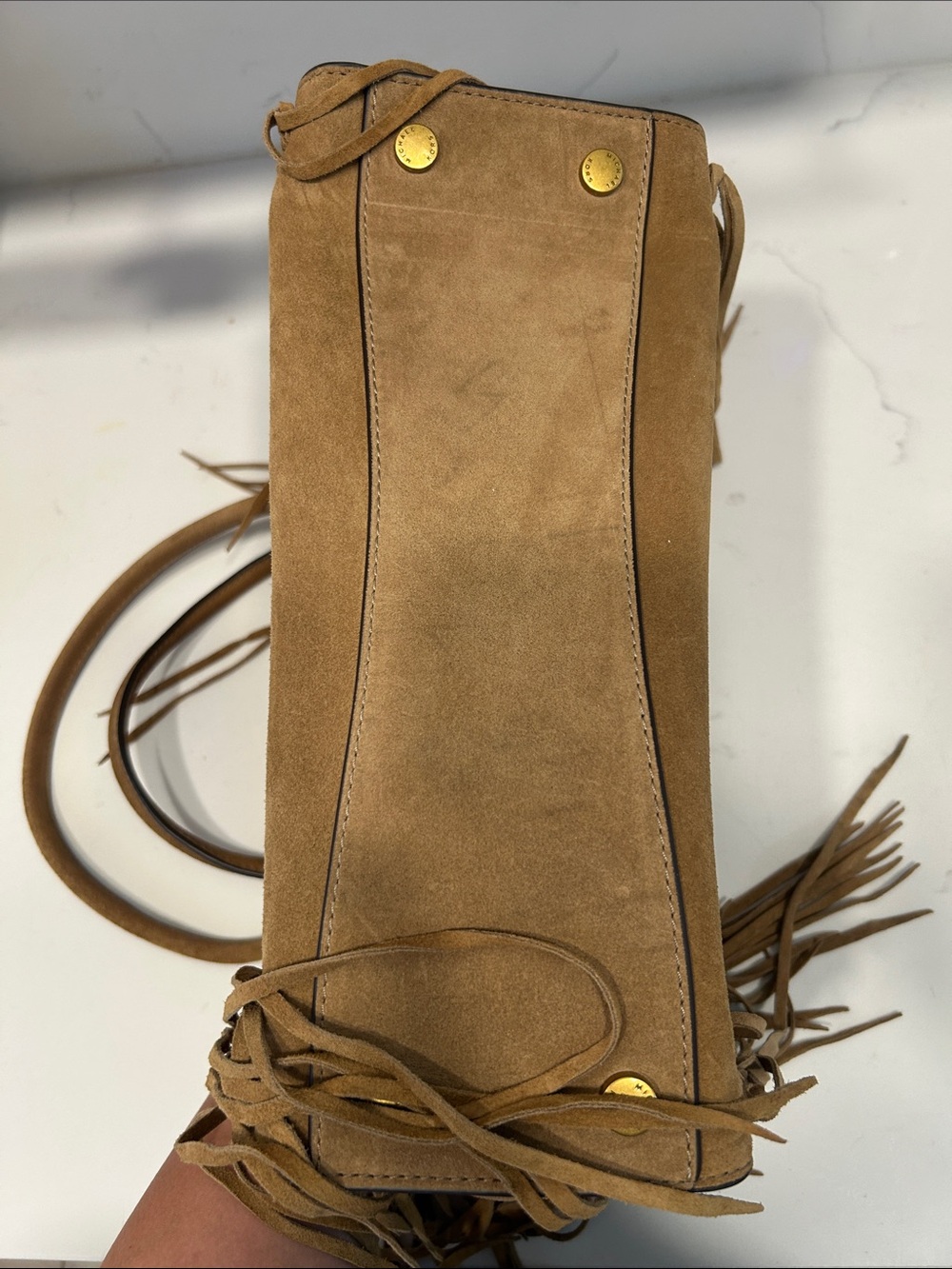 OBO Fringe Suede Shoulder Bag in TanMK - Picture 9 of 12